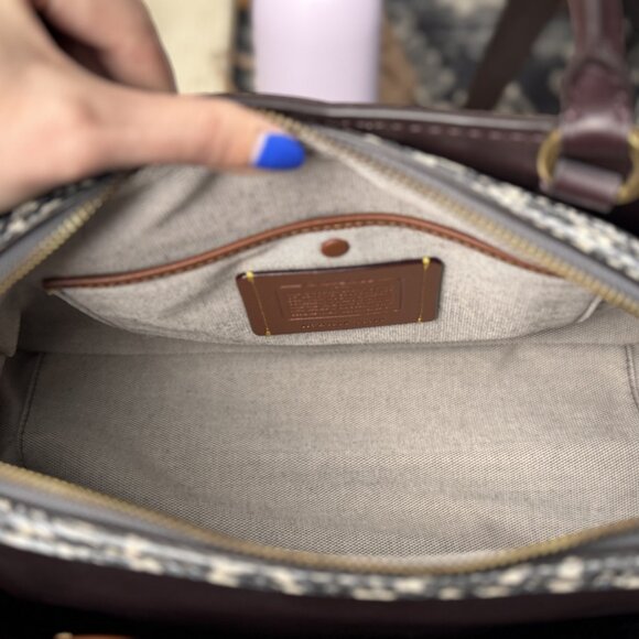 Coach Beige and Burgundy Satchel - Picture 7 of 8